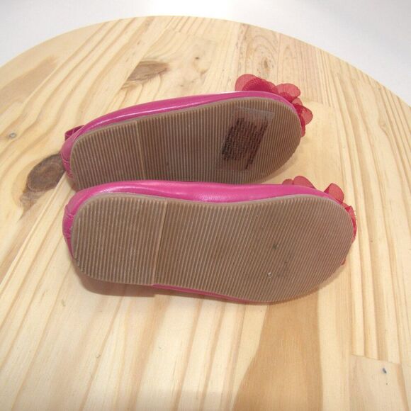 Solid Fuchsia Flats with Flower Toddler Size 5 - Picture 5 of 5